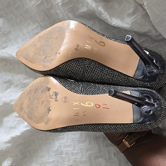 Mix No6 Danyah Elegant Glitter Silver Women's Heels Pumps Stiletto Heels Formal - Picture 8 of 10